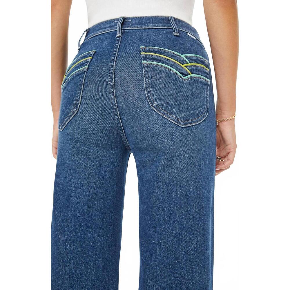 NEW MOTHER hustler roller sneak wide leg jeans in catch - Picture 5 of 6
